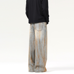 American Retro Wasteland <span class=keywords><strong>da</strong></span> <span class=keywords><strong>uomo</strong></span> t-Dye Jeans larghi <span class=keywords><strong>pantaloni</strong></span> larghi con zampa larga <span class=keywords><strong>pantaloni</strong></span> stile tempo libero di alta qualità - Product Image 6