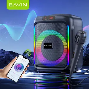 BAVIN BM12 야외 파티 6.25 인치 무선 파란 이빨 5.1 노래방 스피커와 rgb 빛