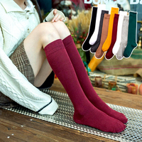 Chaussettes hautes en coton uni pour femmes, chaussettes empilées décontractées style JK pour étudiantes, chaussettes chauffe-jambes tendance pour usage quotidien