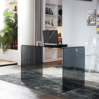 Table de bureau en verre trempé transparent pour ordinateur de direction en verre transparent