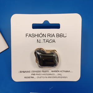 Fashion Ring 316L Stainless Steel PVD Gold Plating Sustainable Resistant <b>Black</b> Inlay Design - Product Image 2