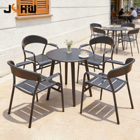 Ensemble de mobilier de terrasse moderne en aluminium pour restaurant, café, jardin, extérieur, avec table et chaises