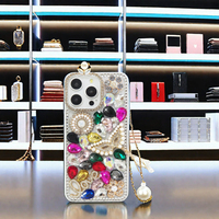 KINGSOUL Coque de téléphone de luxe scintillante en TPU+PC pour iPhone 15 Pro Max, avec strass étincelants, anneau magnétique, antichoc, protection brillante, style féminin