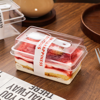 Boîte d'emballage en plastique PET transparente de qualité alimentaire pour gâteau tiramisu carré, épaisseur 1 mm, avec cuillère