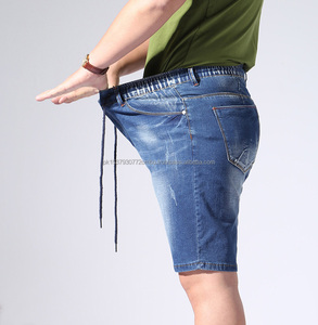 Short en jean effilé délavé déchiré pour homme, Bermuda en coton brodé, grande taille - Product Image 3