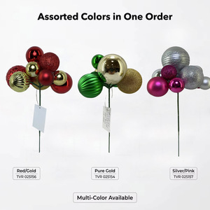 Décorations de couronnes de Noël à prix d'usine, ornements brillants en forme de boule, brindilles de houx pour sapin de Noël, décorations DIY, OEM - Product Image 3