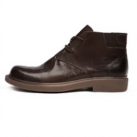 Bottes montantes pour hommes en cuir pleine fleur, à lacets, style décontracté vintage chic, rehaussantes, faciles à enfiler, pour automne-hiver