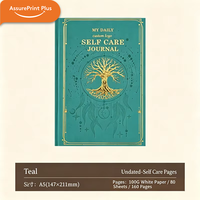 Journal de bien-être A5 non daté pour femmes, couverture rigide en PU avec bord doré, carnet de gratitude 100 g/m², journal de réflexion quotidienne pour la santé mentale