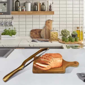 Cuchillo de arco de violín para cortar pan 15,6*2,2 pulgadas cuchillo de arco de pan de madera de doble cara para pan casero Premium