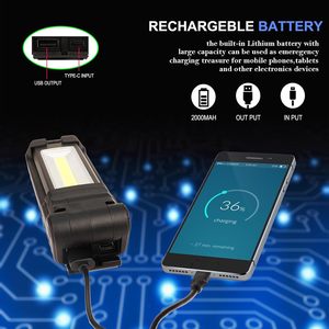 Lampe d'inspection pliable à LED COB dimmable en gros avec base magnétique et crochet, batterie externe rechargeable par USB pour l'extérieur - Product Image 5