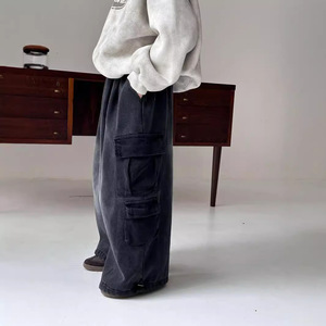 Nouveau Jean <span class=keywords><strong>Cargo</strong></span> Ample en Coton Doublé Polaire pour Enfants 2026, Style Coréen, Pantalon Long Droit et Ample pour Garçons - Product Image 3
