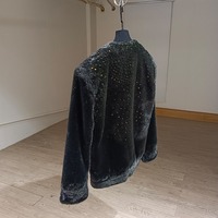 MOQ : 1 pièce |   Veste thermique personnalisable en fausse laine, faite à la main, avec sequins tête de tigre, collection automne-hiver 2025, style industriel français