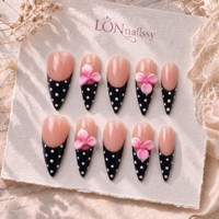 Ongles à presser en PMMA faits main 3D, courbés, style français, longs, pointus, effet 3.0, marque privée, couvrance totale, réutilisables, personnalisés, 10 pièces