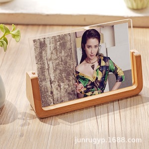 Wooden <b>Photo</b> <b>Frame</b> Stand 7 Inch Acrylic <b>Insert</b> Horizontal Solid Wood Base For Living Room Bedroom Study - Product Image 4