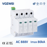 Dispositif de protection contre les surtensions VOZWEI VPH888-12.5 3P+1P 3+1 pôles T1+T2 AC880V 880VAC 12.5kA 20kA 80kA SPD pour la protection contre la foudre