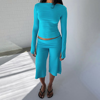 Ensemble 2 pièces décontracté pour femme : Haut col bateau et pantalon large taille haute 2026
