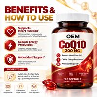 Gélules CoQ10 Clean Label sans gluten, sans produits laitiers, sans colorants artificiels, pour la fonction cardiaque, bien-être adulte, marque privée, vente en gros