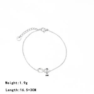 Bracelet en acier inoxydable plaqué or 18 carats avec chiffres en diamant zircon <span class=keywords><strong>8</strong></span> Infinity Bracelet en titane et acier à maillons creux Bijoux de chaîne - Product Image 6