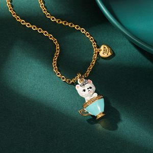 Collana con Ciondolo a Forma di Cane in Smalto 3D, Gioiello Dipinto a Mano con Fiocco, <span class=keywords><strong>Alfabeto</strong></span> e Cuore per Donne - Product Image 2