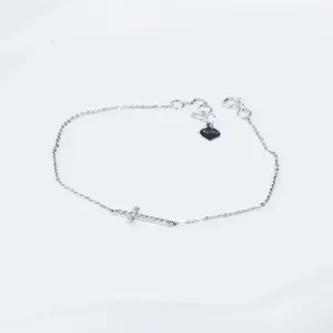 Chris april bracelet argent sterling 925 homme 18kgp or blanc diamant bracelet croix chaînes pour hommes