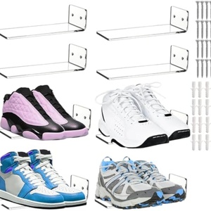 6 Pack Acrylic Collectible Floating Wall Mounted <b>Shoe</b> Rack Clear Sneaker <b>Display</b> <b>Levitating</b> JIC Brand America Origin - Product Image 1