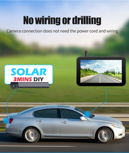 Năng lượng mặt trời xe đảo chiều máy ảnh không dây điểm mù giám sát xe hiển thị đảo ngược máy ảnh hoàn chỉnh thiết lập. - Product Image 5