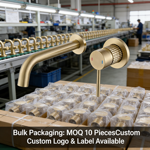 ก๊อกน้ำอ่างล้างหน้าทองเหลืองหรูหราสีทองขัดเงา ก๊อกน้ำติด<span class=keywords><strong>ผนัง</strong></span>สำหรับอ่างล้างหน้า ก๊อกผสมอ่างล้างหน้า - Product Image 4