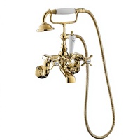Robinet de baignoire classique avec poignée croisée en céramique, robinet de baignoire à poser sur le comptoir, livré avec un tuyau de douche à main