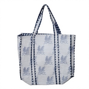 Handstitched Block Printed Cotton Shoulder Tote <b>Bag</b> for Women Indian Quilted Eco-Friendly Shopping Tote <b>Bags</b> Holiday Accessories - Product Image 4