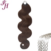 FH Body Wave Miracle Knot Crochet Cheveux Humains # 4 Tresses au crochet en cheveux humains, couleur marron, avec pointe à plumes