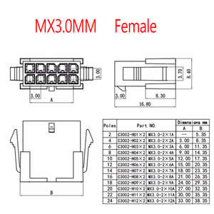 Mx3.0 3.0 Mét Pitch micro-fit 3.0 nối nhà ở 2*1/2/3/4/5/6/8/10/12 pin nam Vỏ + Thiết bị đầu cuối 43030 2 P/3P/4 C/5P 43025 - Product Image 6