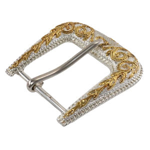 Logotipo personalizado de alta calidad Cliente Metal Aleación de zinc Latón Oro Vaquero occidental 3 piezas Correa de herradura Juego de hebillas de cinturón - Product Image 4