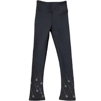 Ensemble de patinage artistique pour femmes et filles, veste et pantalon, noir, patchwork, spandex, haute élasticité, classique, orné de cristaux