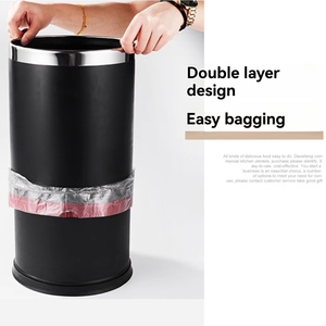 Cubo de basura circular negro de 10L con cubo interior de plástico desmontable para hoteles selectos, casas de huéspedes, restaurantes, apartamentos, bibliotecas - Product Image 3