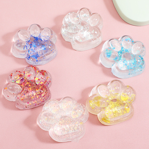 Kawaii Crystal Sequins Jelly <b>Cat</b> Paw TPR <b>Squishy</b> Toy Stress Relief Decompression Gift for Kids Adults Age Range 5 to 7 Years - Product Image 1