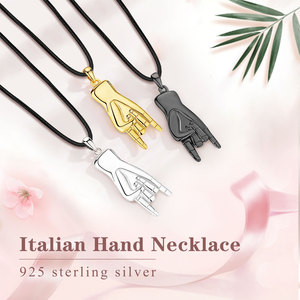 Changda S925 Mano <span class=keywords><strong>Cornuto</strong></span> Cornicello corne italienne poivre chanceux main Protection amulette bijoux italien main collier pour hommes - Product Image 3