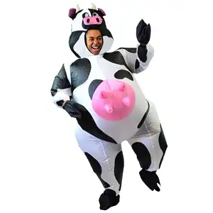 热卖男女通用牛充气吉祥物服装套装动物牛奶牛嘉年华万圣节派对充气服装