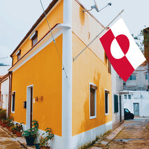 Venta al por mayor de la <span class=keywords><strong>bandera</strong></span> nacional de <span class=keywords><strong>Groenlandia</strong></span> 3x5 pies de fibra de poliéster colgante al Aire Libre Verde todo el país entrega rápida personalizada - Product Image 4