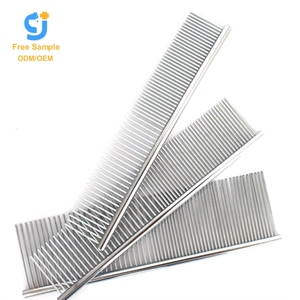 Peine portátil de doble cara para perros de alta calidad, peine para mascotas antipiojos y antipulgas de acero inoxidable con función de autolimpieza - Product Image 1