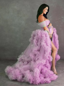 Vestido Burlesque <span class=keywords><strong>Boa</strong></span> Boudoir <span class=keywords><strong>de</strong></span> Tul Arrugado, Lujoso Vestido <span class=keywords><strong>de</strong></span> Novia para Fotografía - Product Image 5
