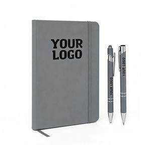 Logo <b>A5</b> Grey PU Leather Cheap Office Business Promo Gift Notebooks School Student Personal Hardcover Custom Notebook Wholesale - Product Image 1