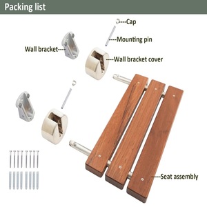 Siège de douche pliant moderne en teck de 20 pouces, à fixation murale avec quincaillerie en acier inoxydable - Product Image 2