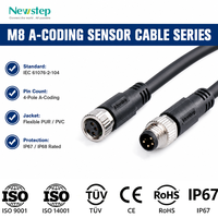 Connecteur de câble blindé M8 mâle/femelle moulé, fiche aviation 3, 4, 5, 6, 8 broches, code A B D, droit/angulaire, câble d'extension en PVC/TPU