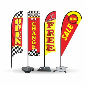 Custom Durable Rectangular Teardrop Feather Flags Open Advertising Promotional Banners for Gas Station Sale