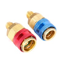 2pcs R134A High Low Pressure Straight Quick Coupler Connector Car A/C Refrigerant Adapter
