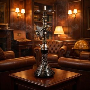 Modern Stainless Steel <b>Hookah</b> Lacquer Finish Shisha <b>Pipe</b> Mirror Craft Black Gold Gift Set for Bar Travel - Product Image 2