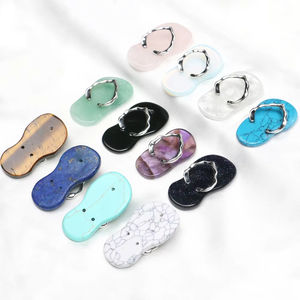 Kristal ayakkabı kolye zarif doğal kuvars gül kristal plaj terlikleri kolye Reiki enerji dengesi narin muska mücevherat - Product Image 3