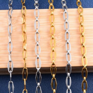 Elegante Collar Largo de Acero Inoxidable para Mujer y Hombre, Color Oro/Plata, Cadena de Eslabones, Gargantilla, Accesorios para la Fabricación de Joyería Metálica - Product Image 4