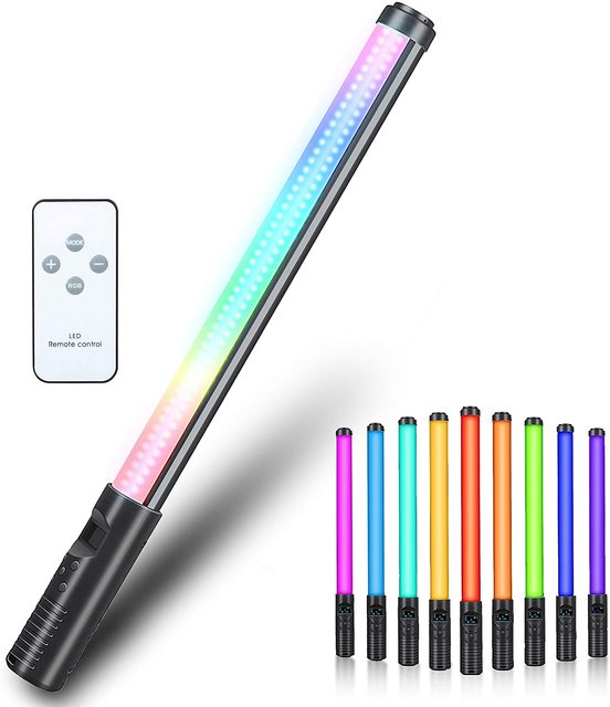 15 Light Mode Built-in Rechargeable Battery and Remote Control RGB Handheld Light Wand Stick LED Video Photography Light