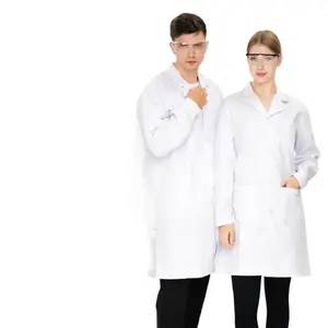 Высококачественный лабораторный антистатический устойчивый к кислотам и щелочам Антибактериальный эластичный белый халат для студентов колледжа лабораторный белый халат - Product Image 5